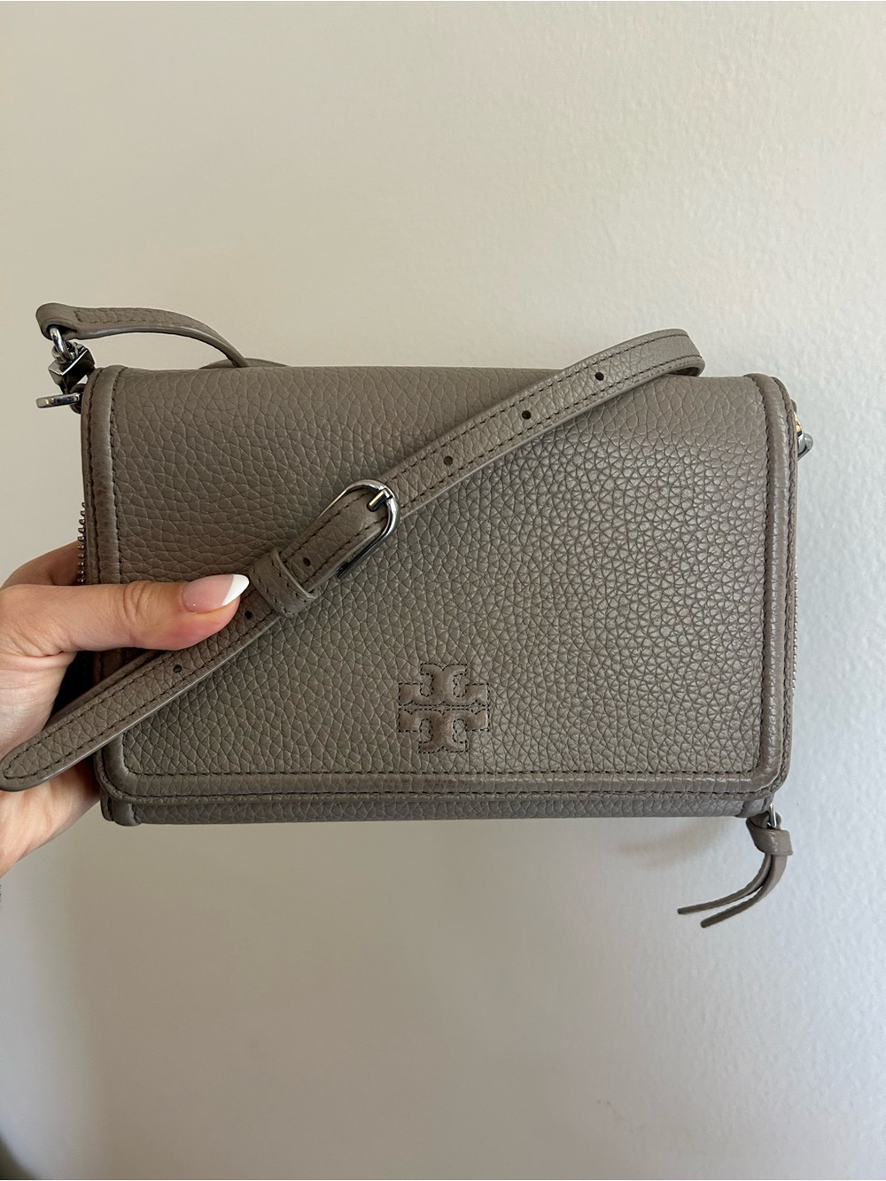 Tory Burch Thea Beige Leather Crossbody Bag